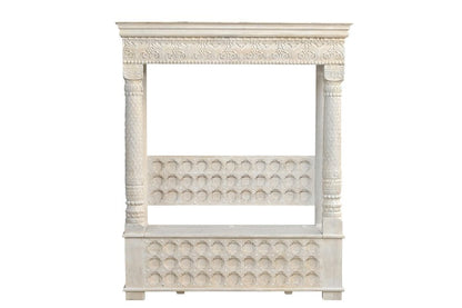 70" White Floral Solid Wood Storage Bench With Flip Top HomeRoots