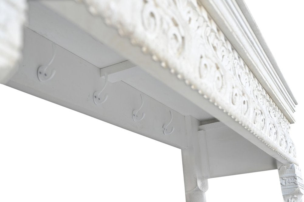 70" White Floral Solid Wood Storage Bench With Flip Top HomeRoots