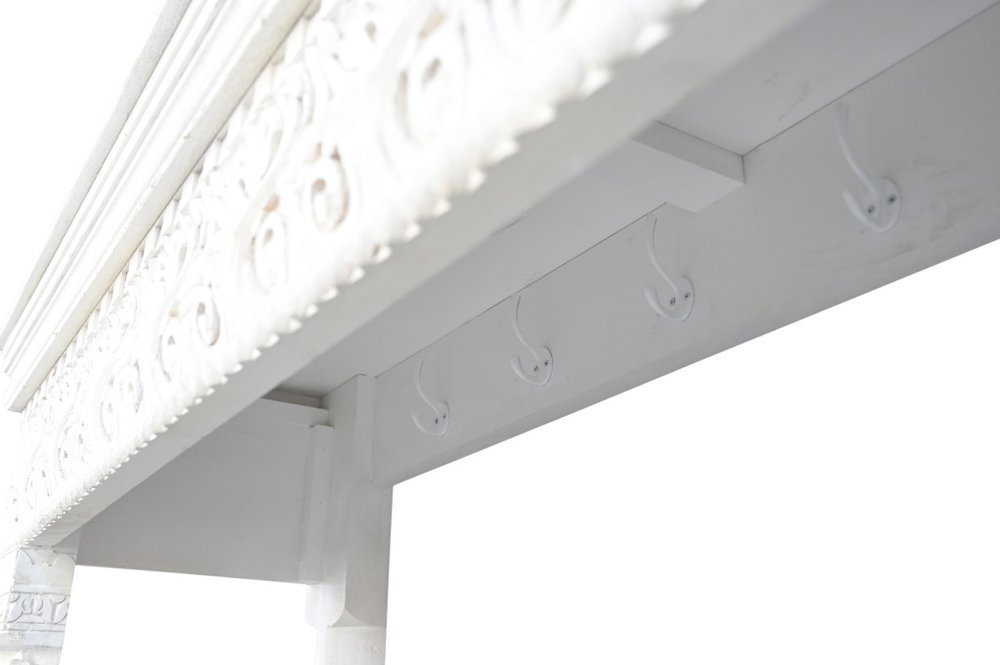 70" White Floral Solid Wood Storage Bench With Flip Top HomeRoots