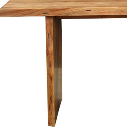 Seven Piece Brown Solid Wood Dining Set with Six Chairs HomeRoots