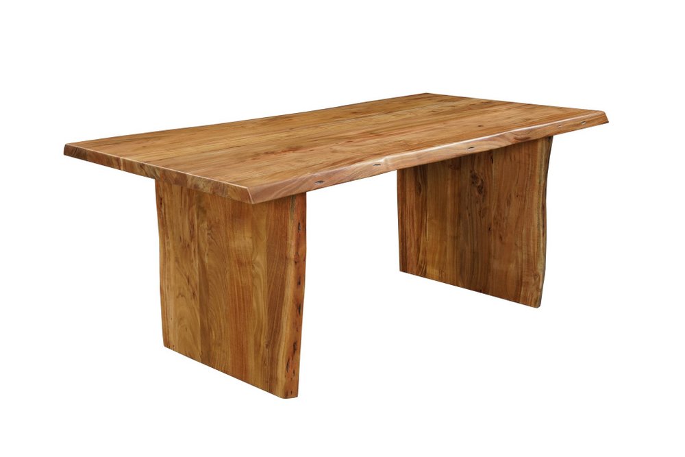 Seven Piece Brown Solid Wood Dining Set with Six Chairs HomeRoots