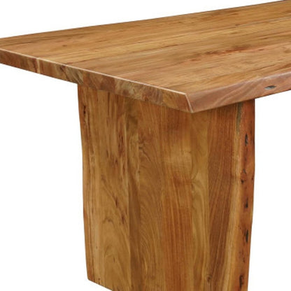 Seven Piece Brown Solid Wood Dining Set with Six Chairs HomeRoots