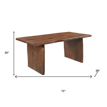 Seven Piece Brown Solid Wood Dining Set with Six Chairs HomeRoots