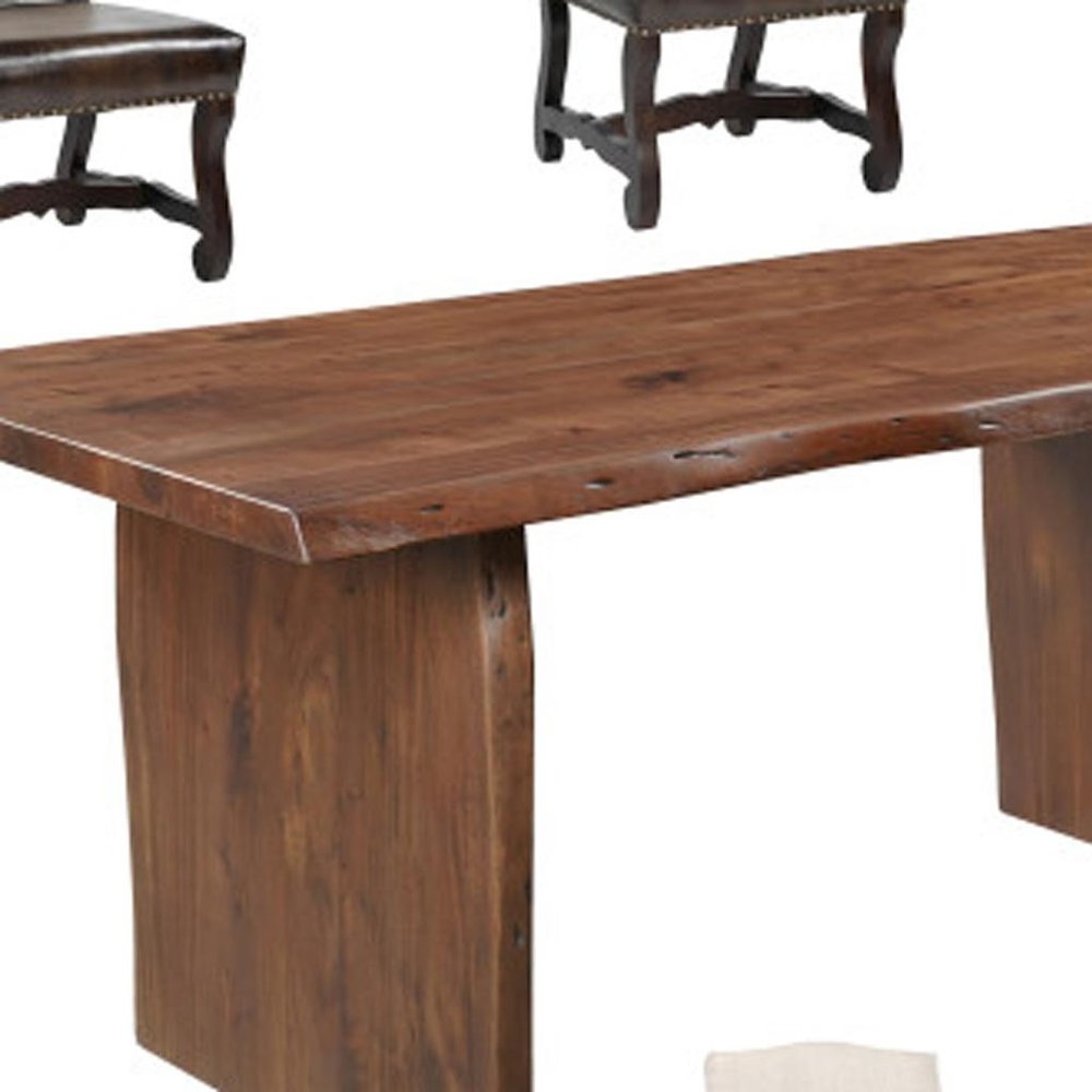 Seven Piece Brown Solid Wood Dining Set with Six Chairs HomeRoots