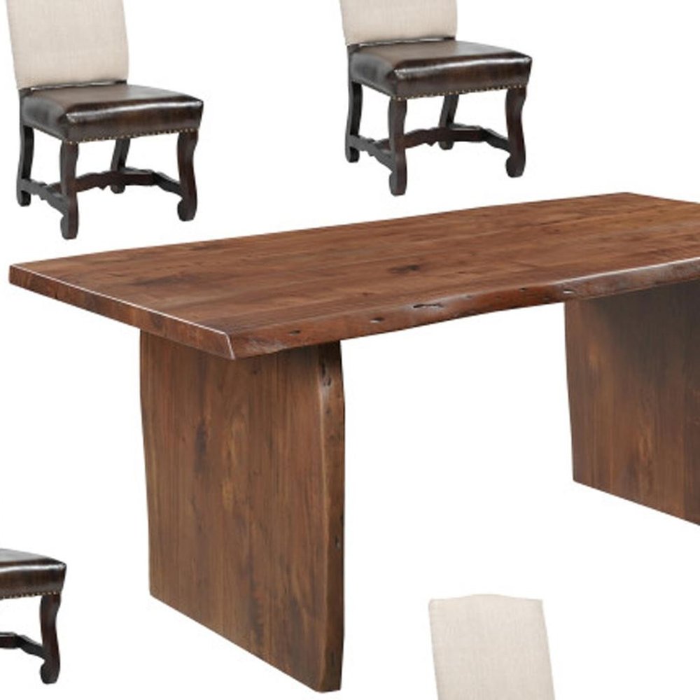 Seven Piece Brown Solid Wood Dining Set with Six Chairs HomeRoots