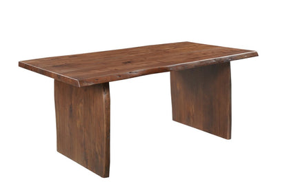 Seven Piece Brown Solid Wood Dining Set with Six Chairs HomeRoots