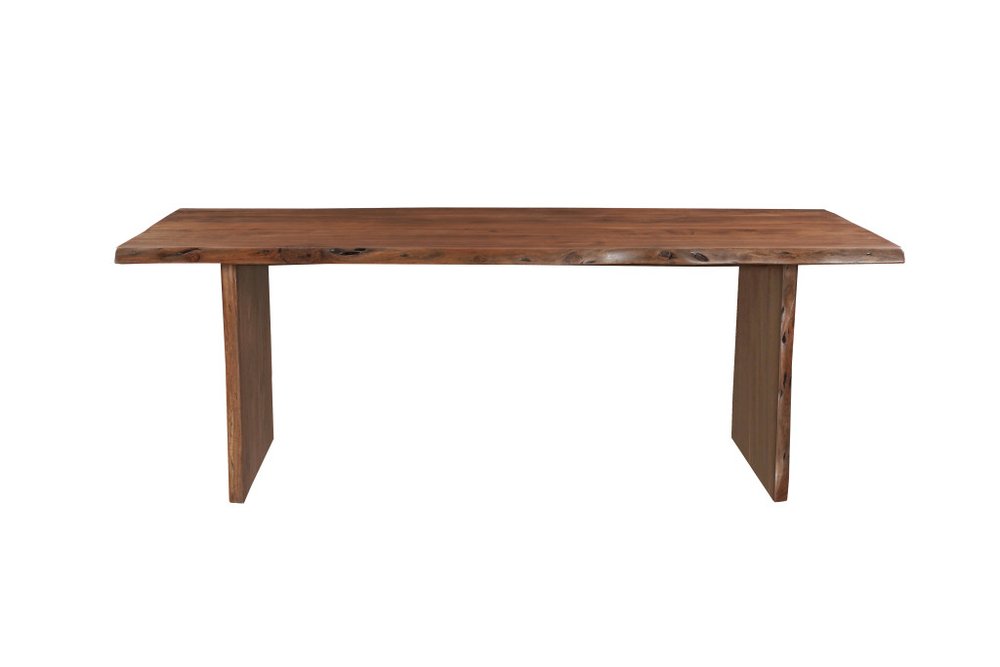 Nine Piece Brown Solid Wood Dining Set with Eight Chairs HomeRoots