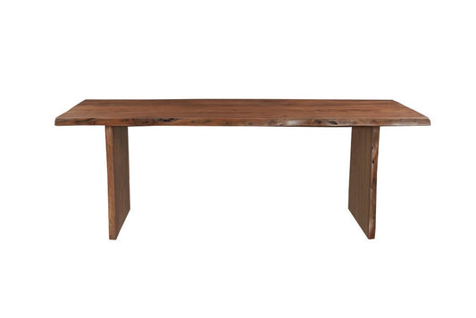 Nine Piece Brown Solid Wood Dining Set with Eight Chairs HomeRoots