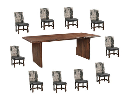11 Piece Brown Solid Wood Dining Set with 10 HomeRoots