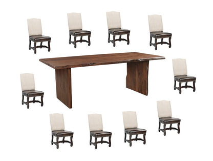 11 Piece Brown Solid Wood Dining Set with 10 HomeRoots