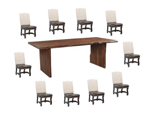 11 Piece Brown Solid Wood Dining Set with 10 HomeRoots