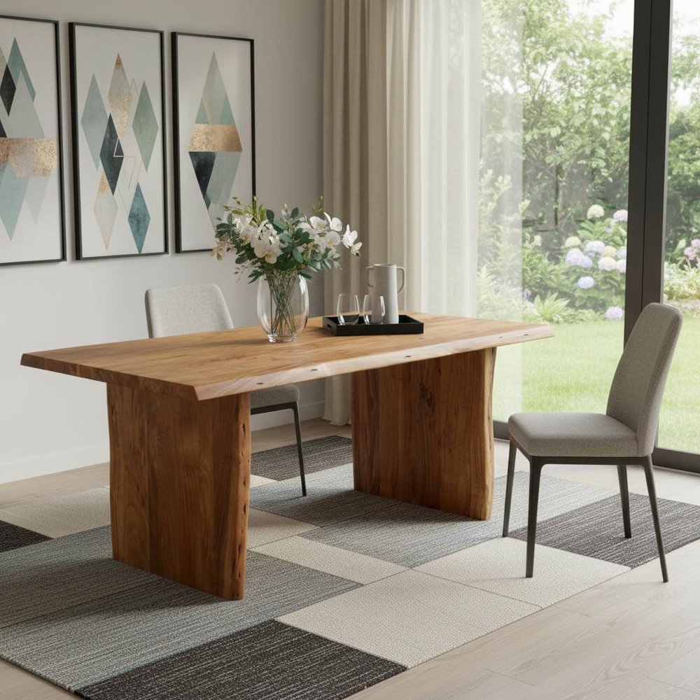 72" Natural Solid Wood Live Edge Sled Base Dining Table — view 8