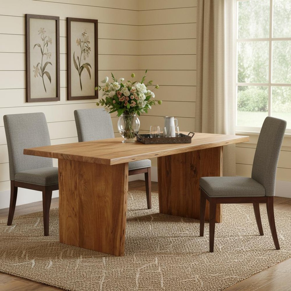 72" Natural Solid Wood Live Edge Sled Base Dining Table — view 9