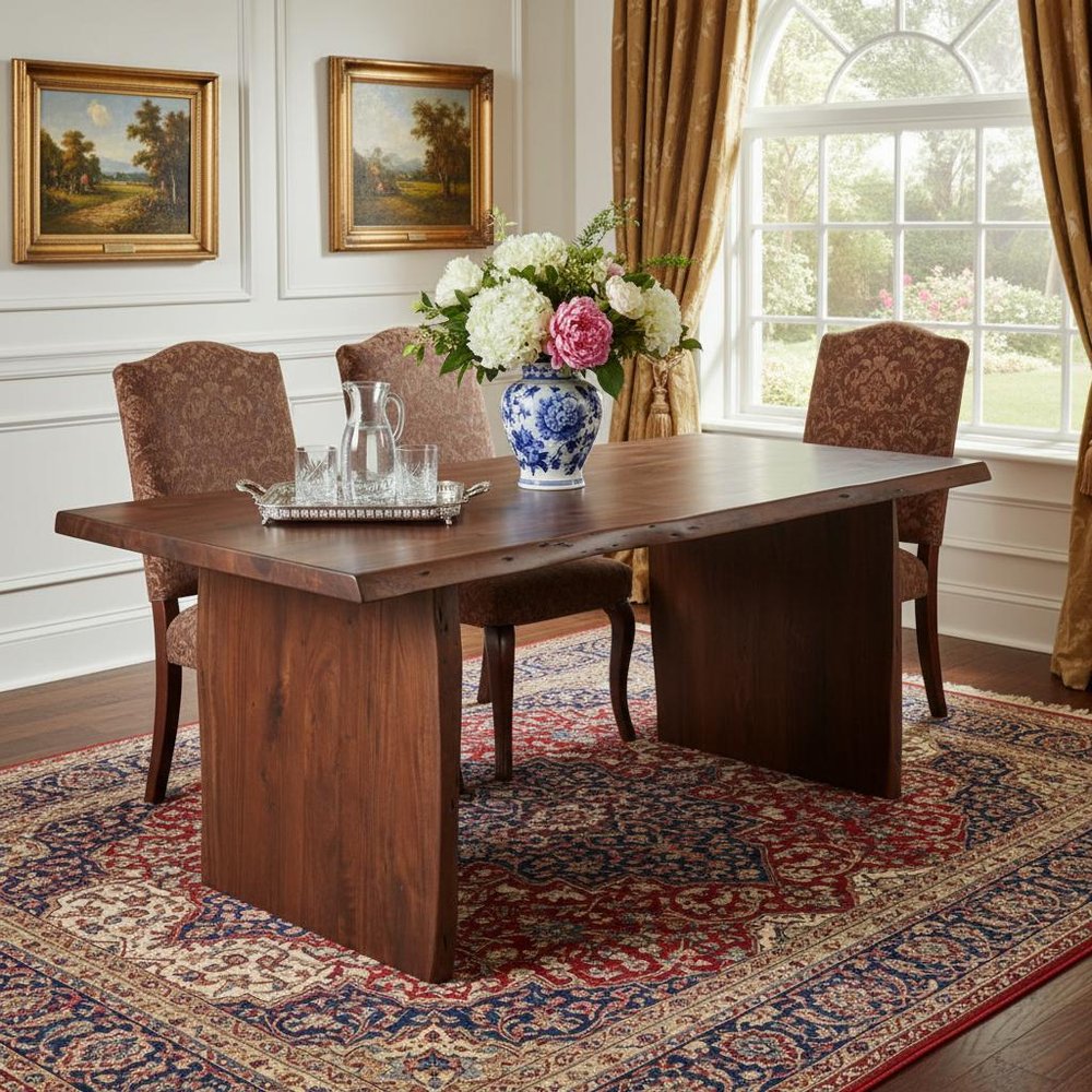 72" Brown Solid Wood Live Edge Sled Base Dining Table — view 7