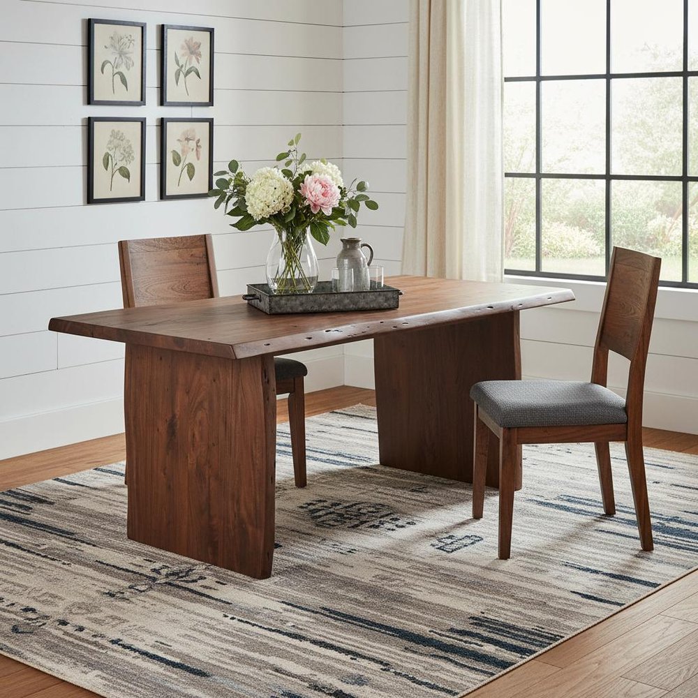 72" Brown Solid Wood Live Edge Sled Base Dining Table — view 8