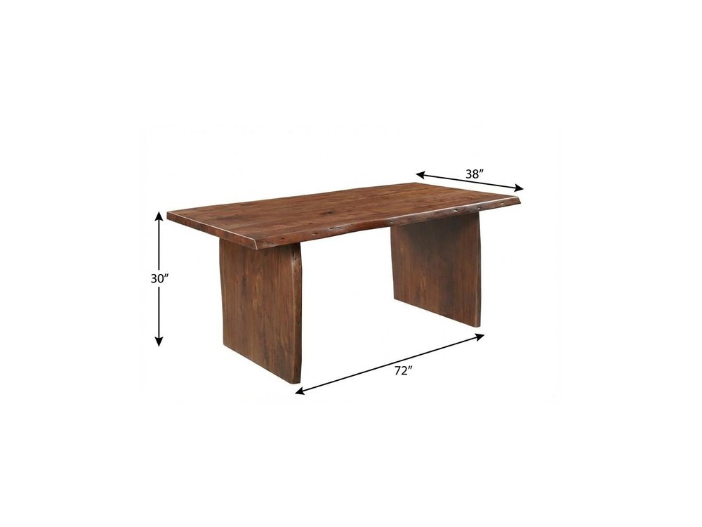 72" Brown Solid Wood Live Edge Sled Base Dining Table — view 9
