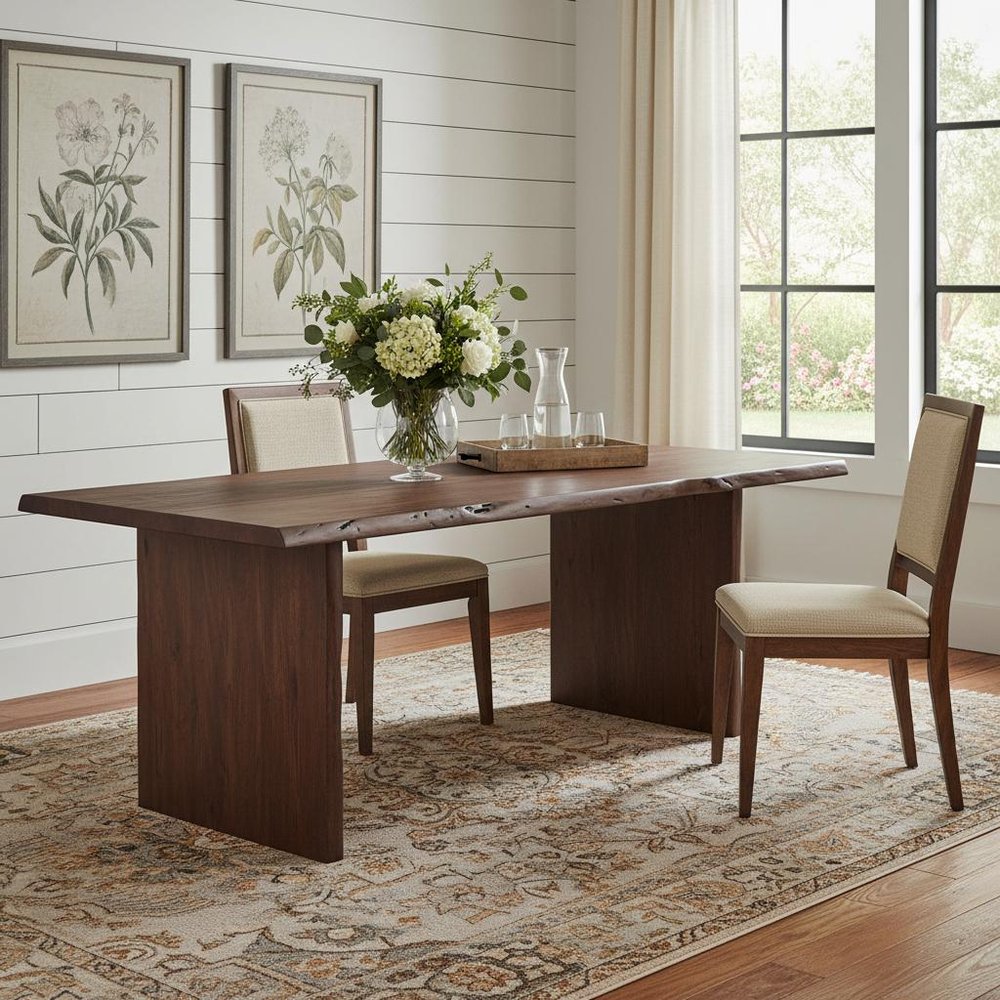 84" Brown Solid Wood Live Edge Sled Base Dining Table — view 8