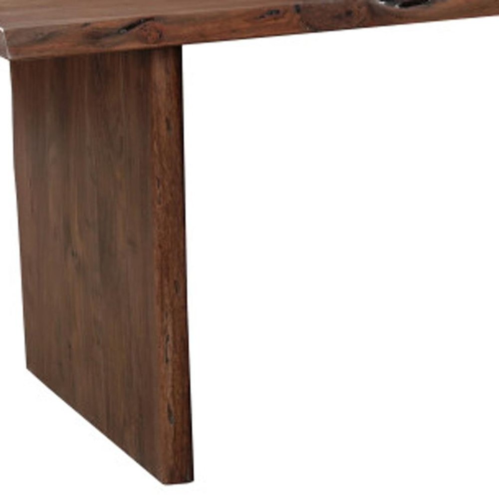 84" Brown Solid Wood Live Edge Sled Base Dining Table — view 5