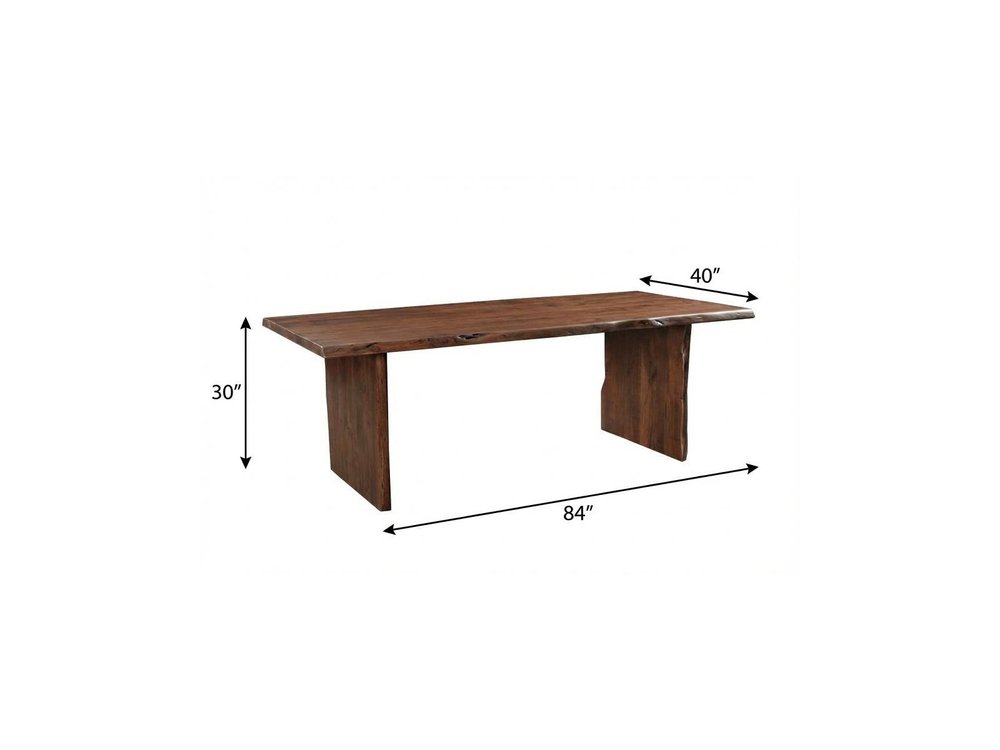 84" Brown Solid Wood Live Edge Sled Base Dining Table — view 9