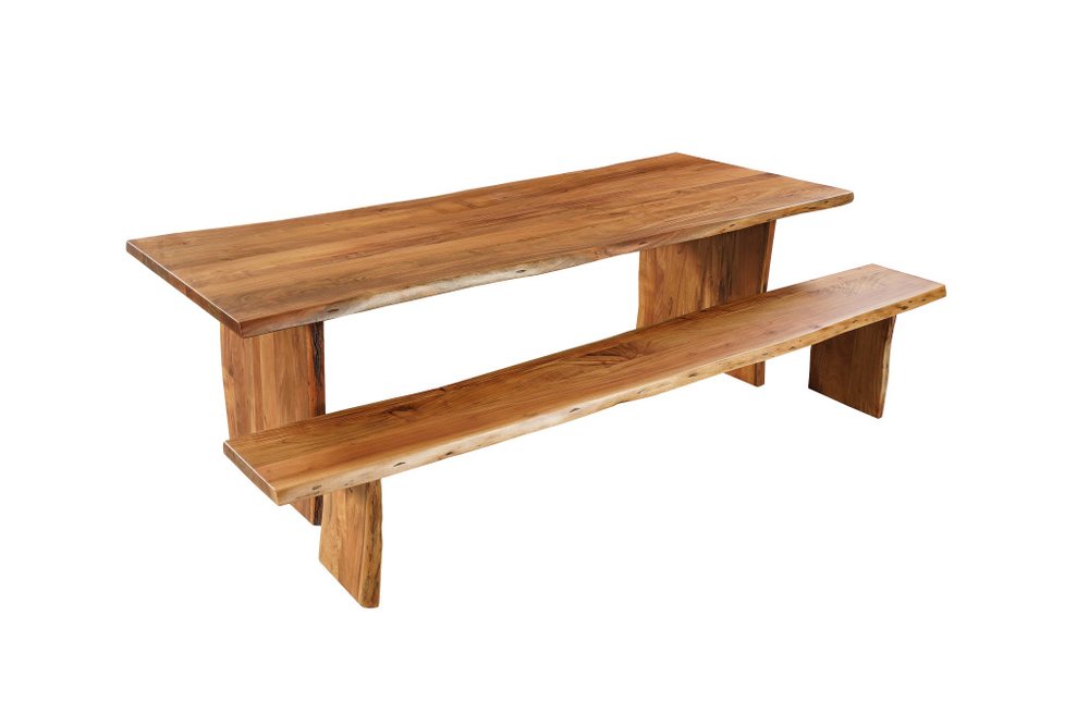120" Brown Solid Wood Live Edge Sled Base Dining Table — view 7