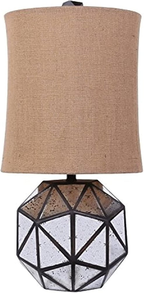 40" Silver Geometric Table Lamp With Cylinder Shade — view 1