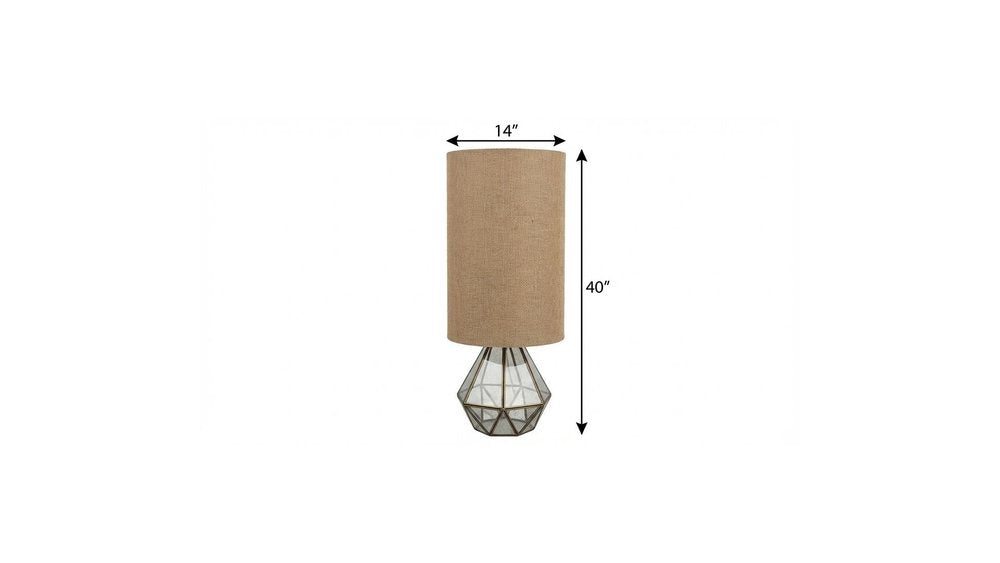 40" Silver Geometric Table Lamp With Cylinder Shade — view 3