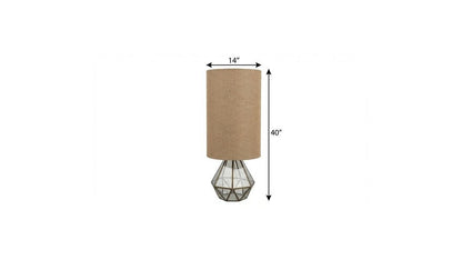 40" Silver Geometric Table Lamp With Cylinder Shade