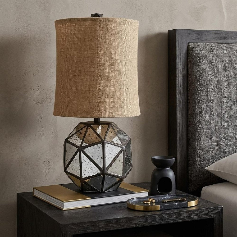 40" Silver Geometric Table Lamp With Cylinder Shade — view 4