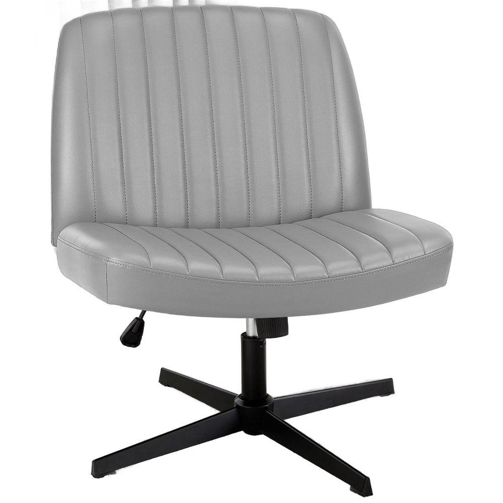 19" Gray and Black Tufted Heavy Duty Plastic Swivel Lounge Chair HomeRoots