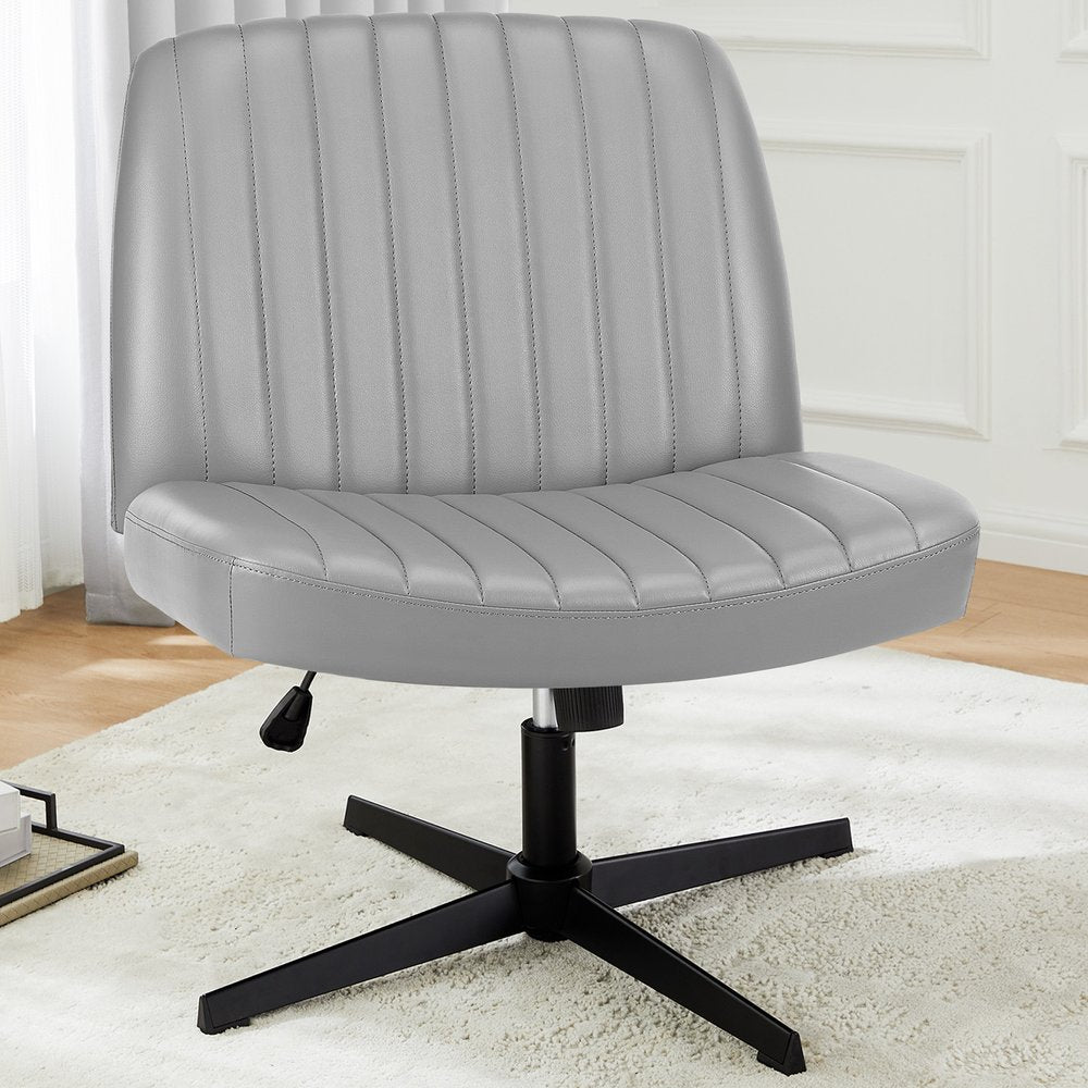 19" Gray and Black Tufted Heavy Duty Plastic Swivel Lounge Chair HomeRoots