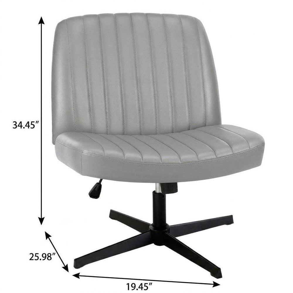 19" Gray and Black Tufted Heavy Duty Plastic Swivel Lounge Chair HomeRoots