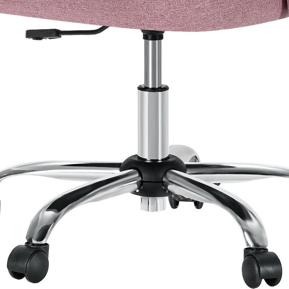 Pink and Silver Adjustable Height Swivel Rolling Office Chair HomeRoots
