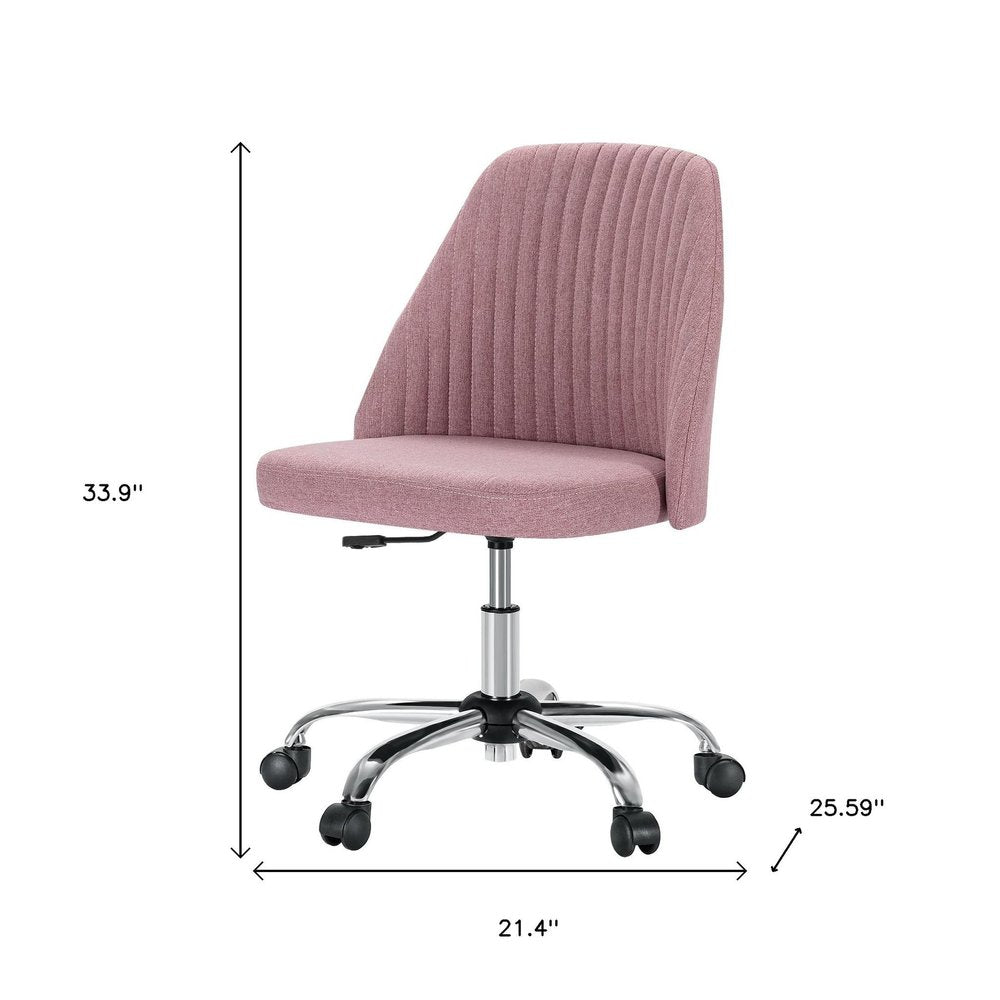 Pink and Silver Adjustable Height Swivel Rolling Office Chair HomeRoots