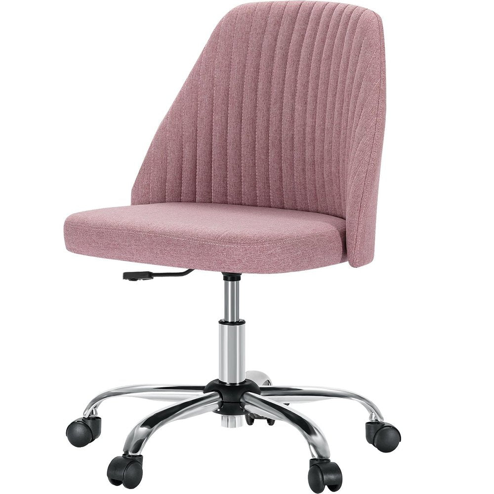Pink and Silver Adjustable Height Swivel Rolling Office Chair HomeRoots