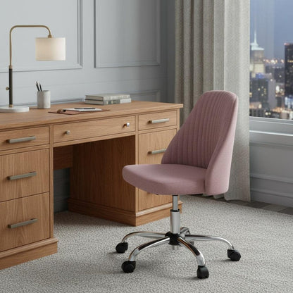 Pink and Silver Adjustable Height Swivel Rolling Office Chair HomeRoots