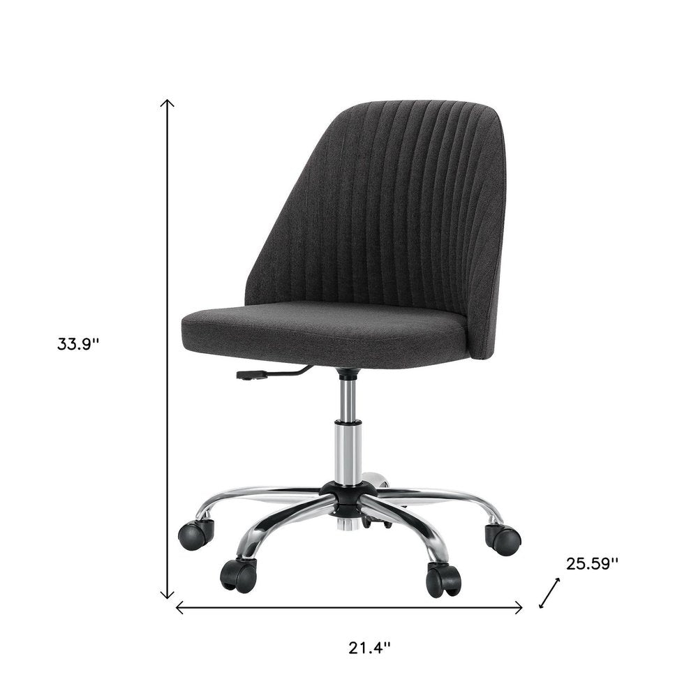 Dark Gray and Silver Adjustable Height Swivel Rolling Office Chair HomeRoots