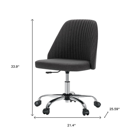Dark Gray and Silver Adjustable Height Swivel Rolling Office Chair HomeRoots