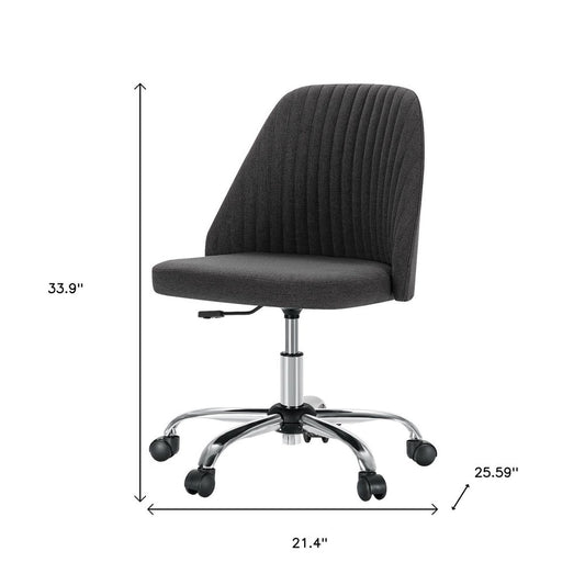 Dark Gray and Silver Adjustable Height Swivel Rolling Office Chair