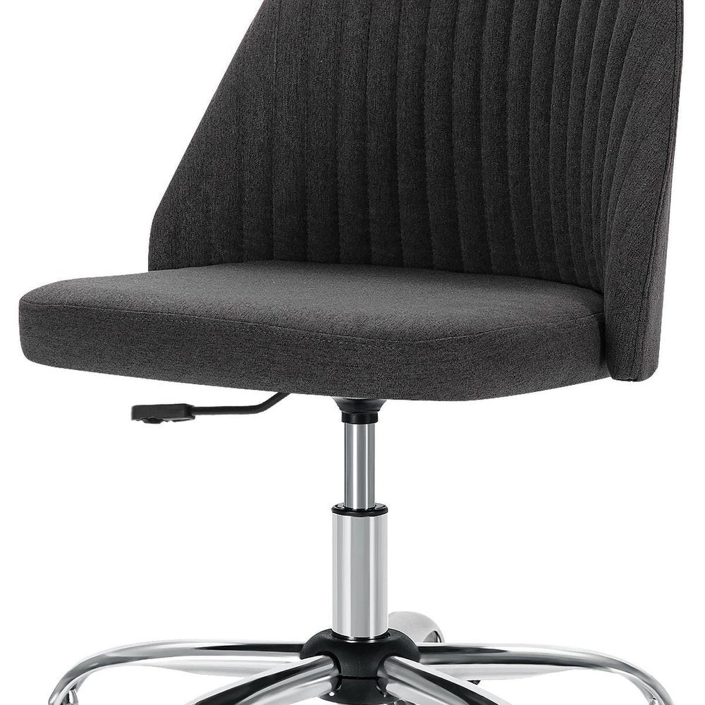 Dark Gray and Silver Adjustable Height Swivel Rolling Office Chair HomeRoots
