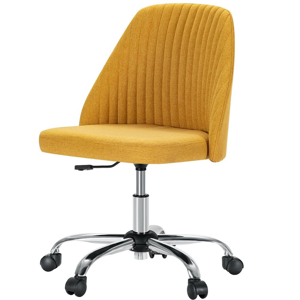 Yellow and Silver Adjustable Height Swivel Rolling Office Chair HomeRoots