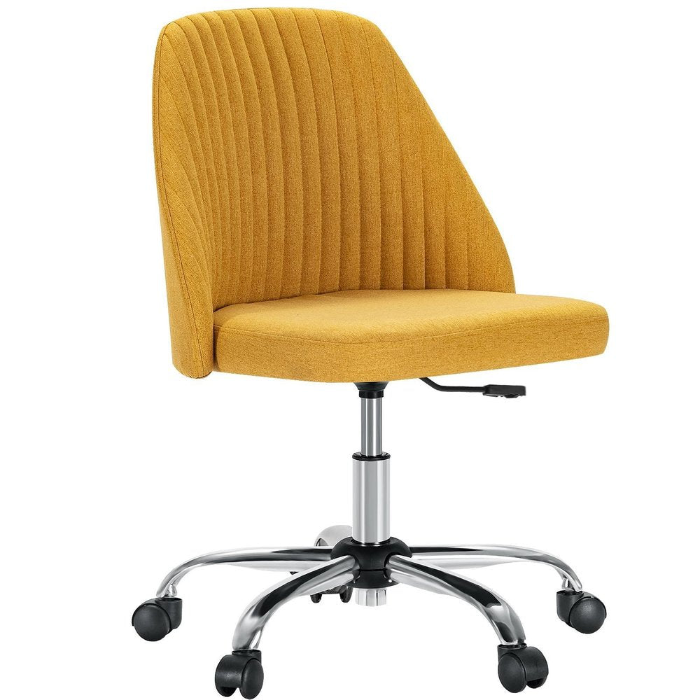 Yellow and Silver Adjustable Height Swivel Rolling Office Chair HomeRoots