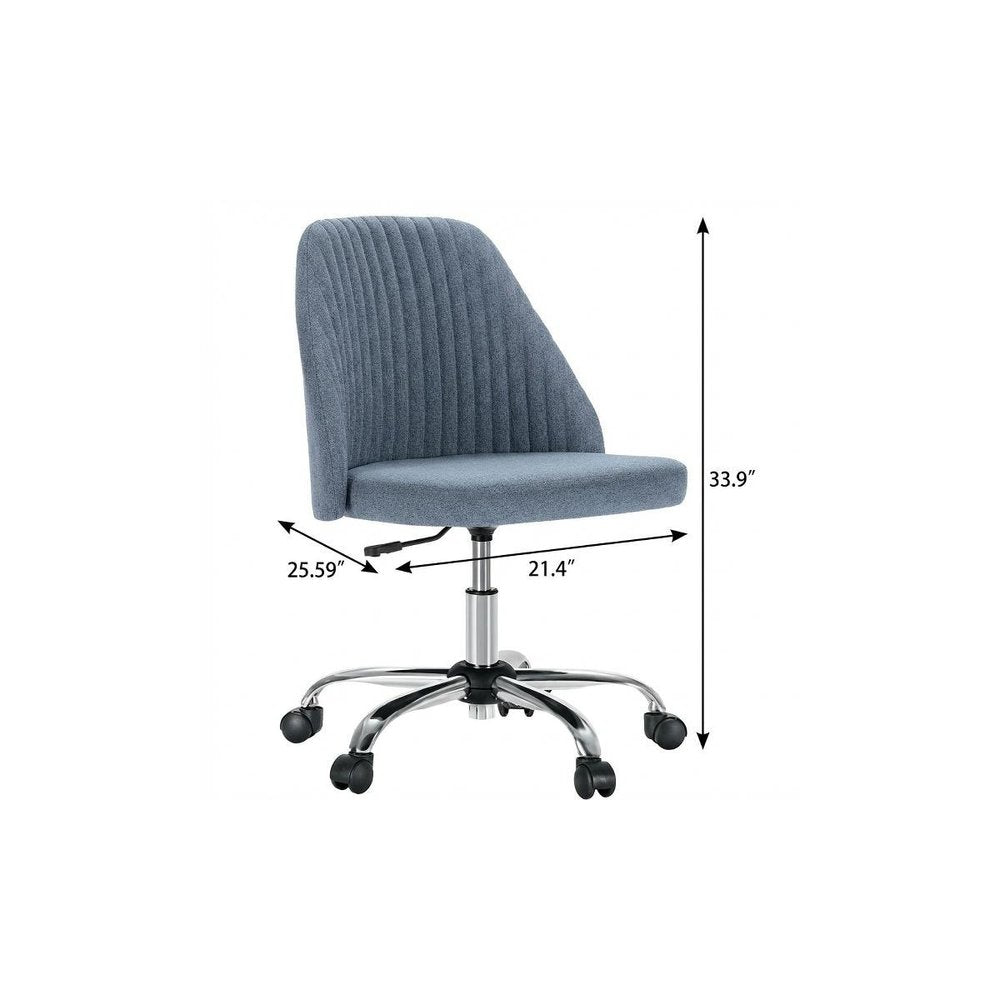 Blue and Silver Adjustable Height Swivel Rolling Office Chair HomeRoots