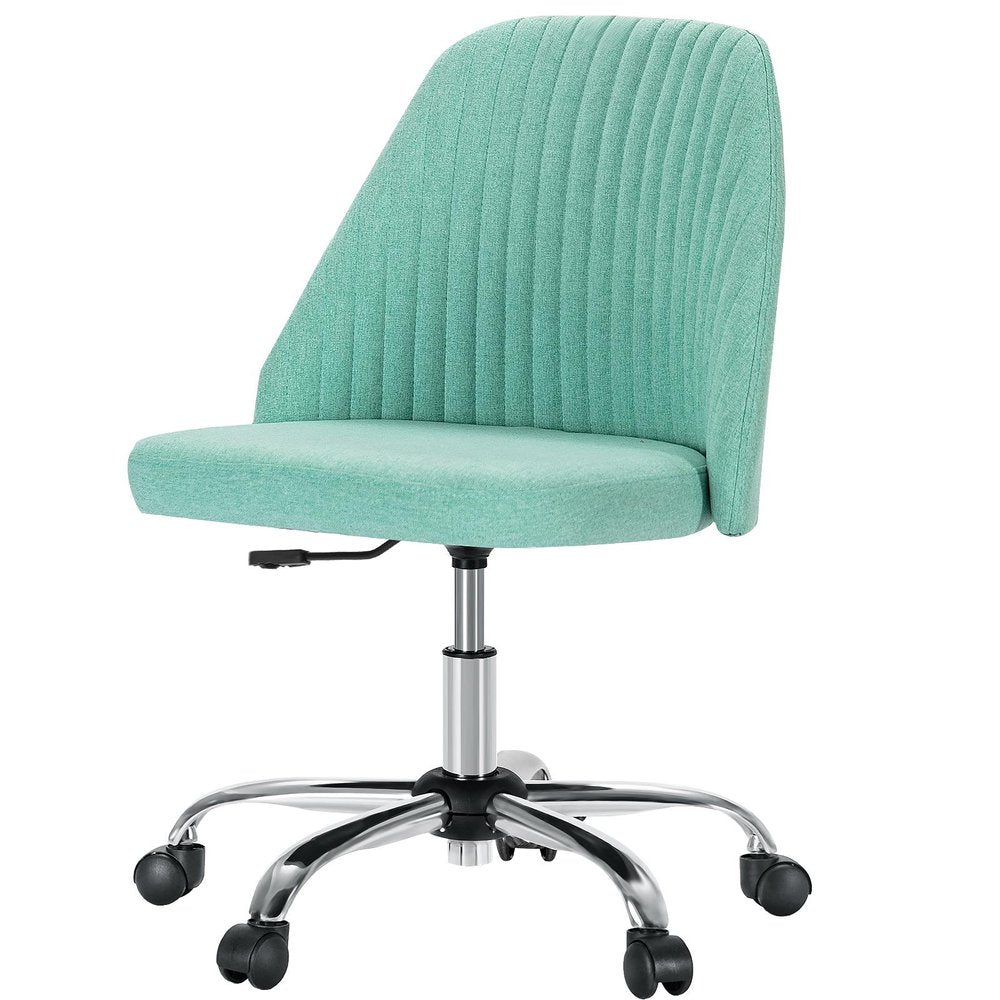Green and Silver Adjustable Height Swivel Rolling Office Chair HomeRoots