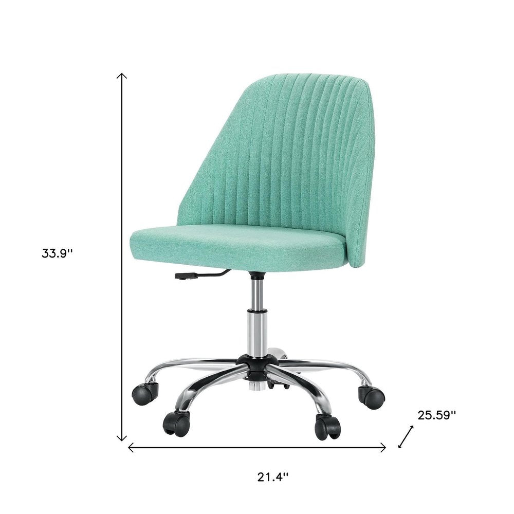 Green and Silver Adjustable Height Swivel Rolling Office Chair HomeRoots