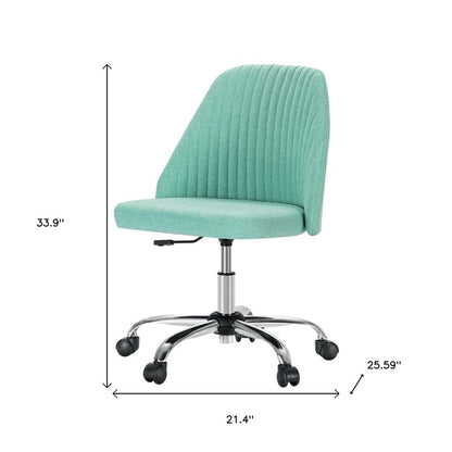 Green and Silver Adjustable Height Swivel Rolling Office Chair HomeRoots