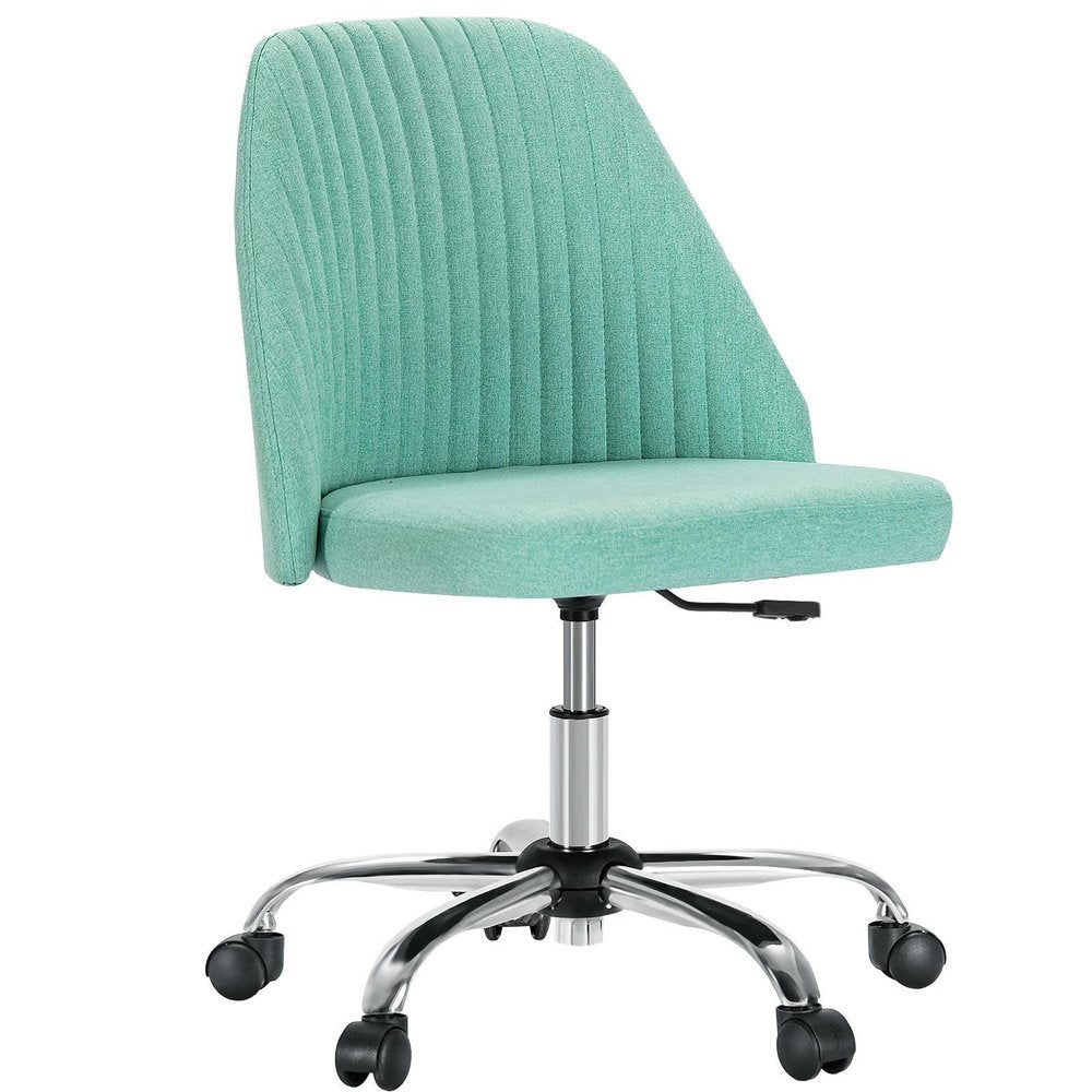 Green and Silver Adjustable Height Swivel Rolling Office Chair HomeRoots