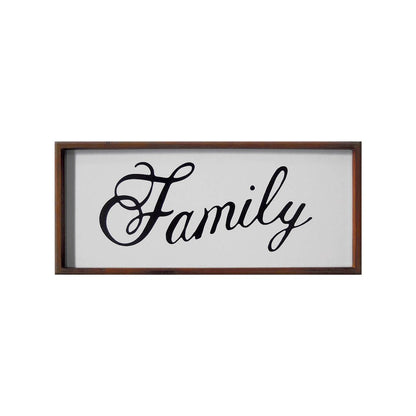 12" X 28" Brown And White Family Wood Wall Decor