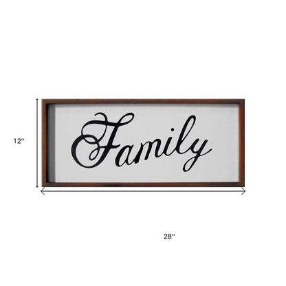 12" X 28" Brown And White Family Wood Wall Decor