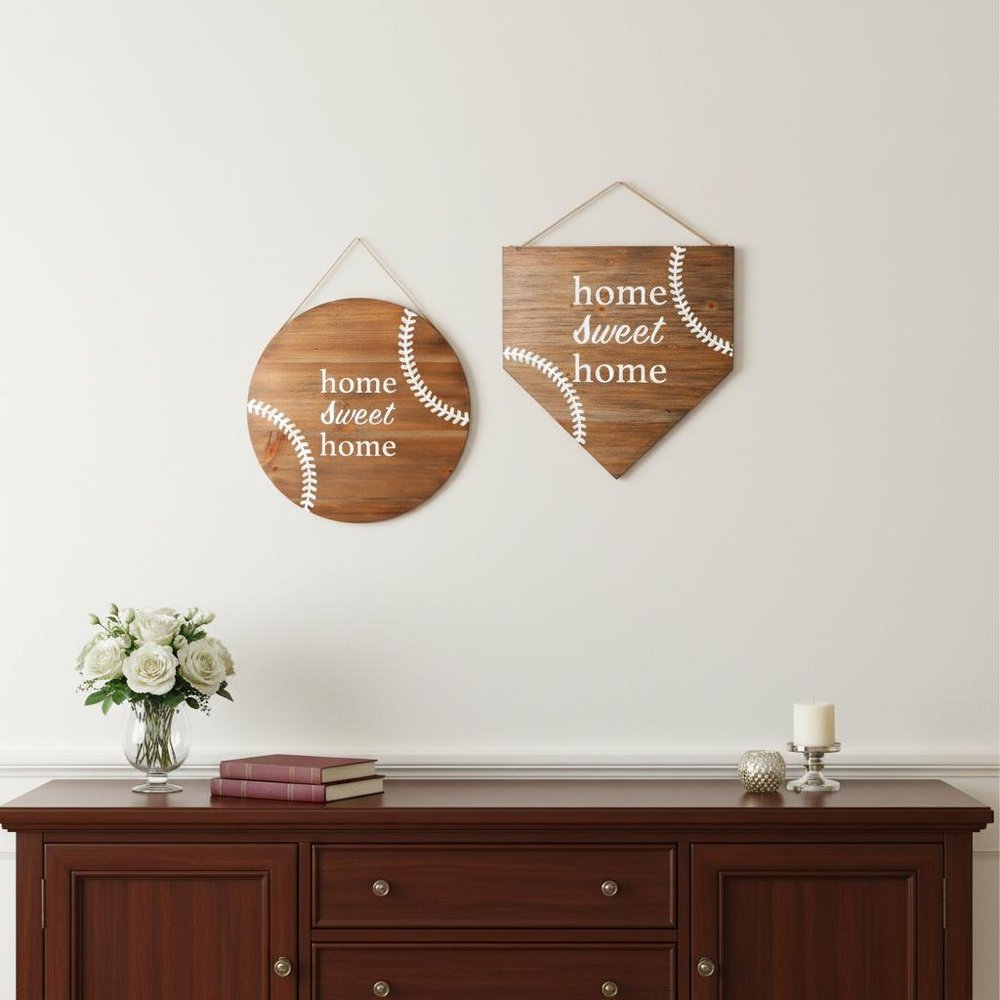 Set of Two Brown And White Home Sweet Home Wood Wall Decor — view 7