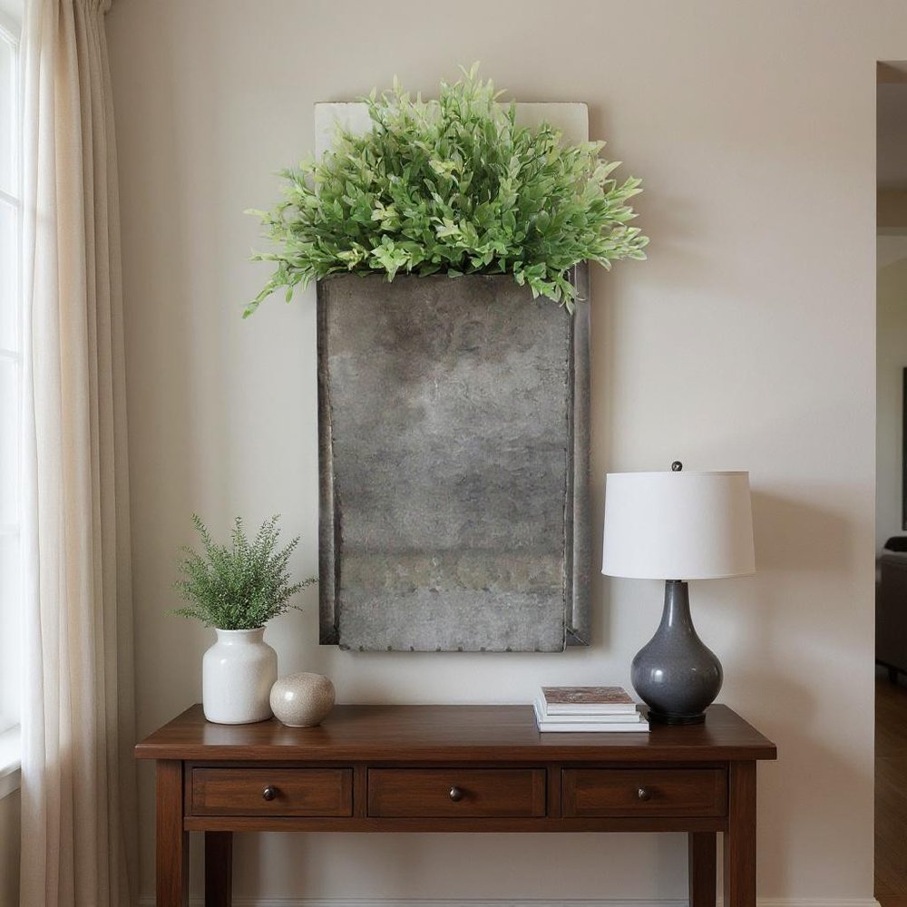 19" X 8" Silver And Green Wood Hanging Wall Decor — view 6